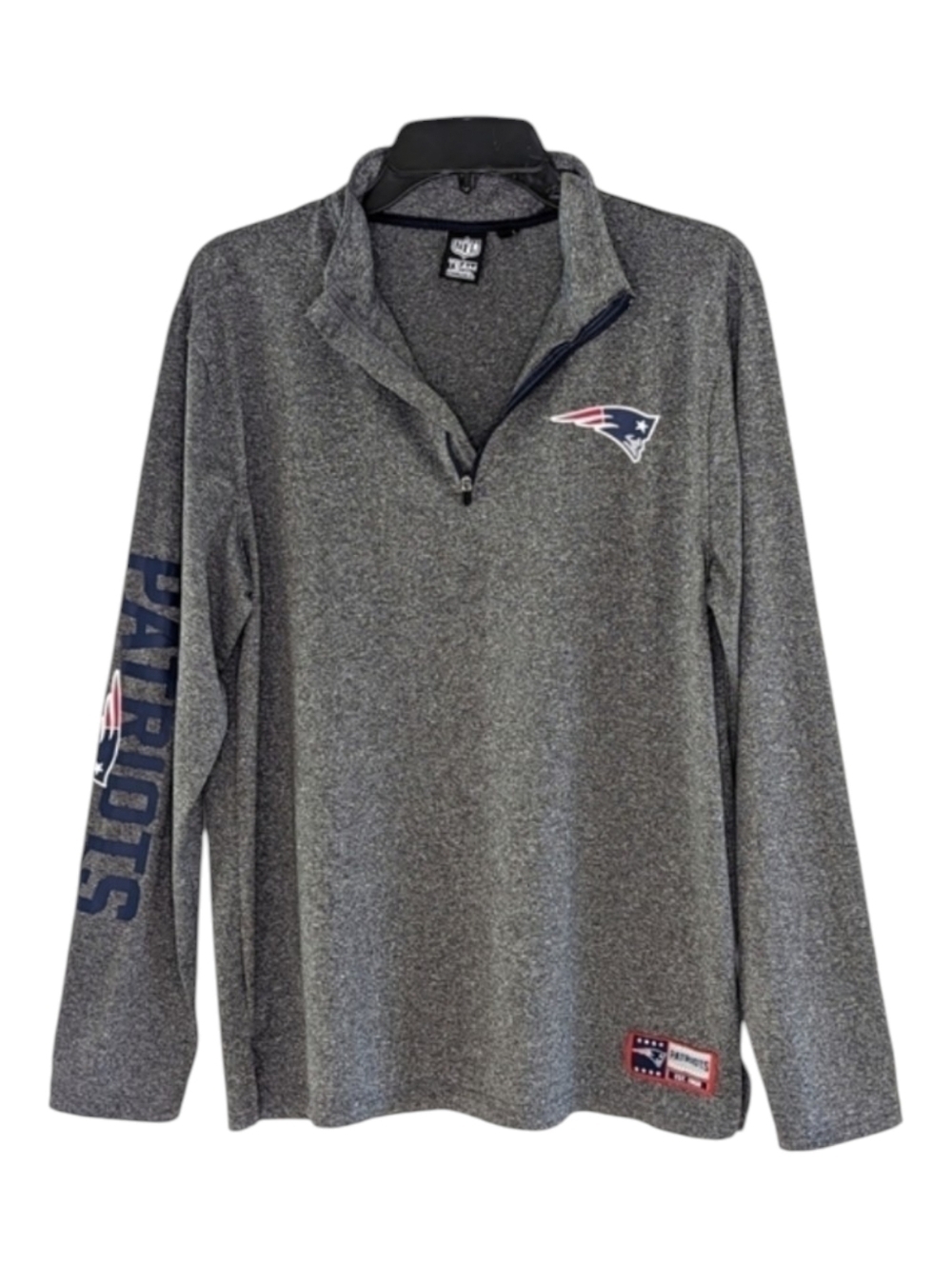 NFL Team Apparel Women's M NE Patriots 1/4 Zip Pullover Gray Boston Sports M